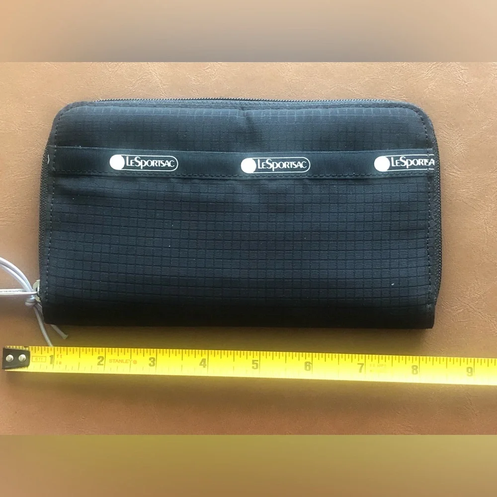LeSportsac Black Grid Zip Wallet